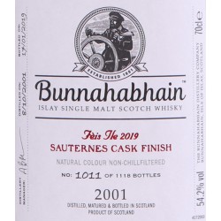 Bunnahabhain 2001 Sauternes Finish - Fèis Ìle 2019